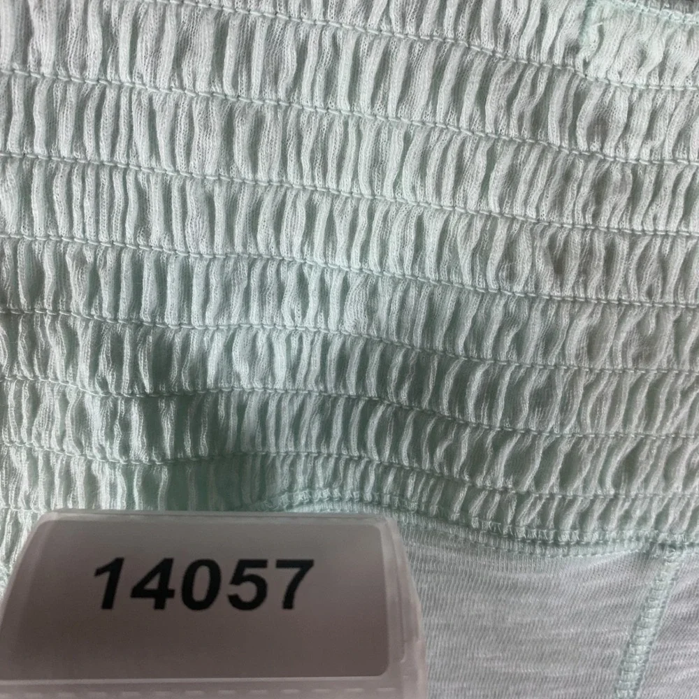 Free‎ People Women's Caroline Mock Neck Top XS Green Smocked Long Sleeve NWT